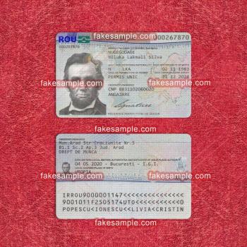 Romania Residence Card Fake Template