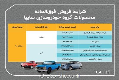 فروش فوق العاده ۷ محصول سایپا از امروز